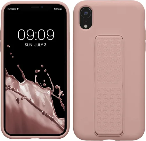 Vista 16 de kwmobile Funda compatible con Apple iPhone XR - Funda con correa de mano y revestimiento de silicona TPU suave - Azul Báltico