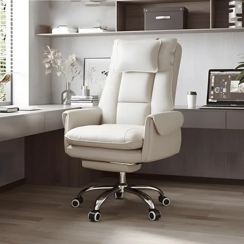 Ergonomic High-Back Executive Office Chair with Footrest,Adjustable Lumbar Support & 360° Swivel,Heavy-Duty Metal Base PU Leather Desk Chair for