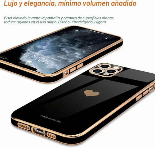 Vista 4 de Teageo Funda para iPhone 11 Pro Max para niñas y mujeres, lindo corazón de Negro