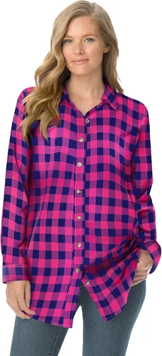 Woman Within - Camiseta de franela clásica para mujer, de talla grande