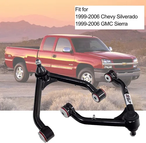 Vista 4 de Brazos de control superiores delanteros, kit de rótula tubular de elevación de 2-4 pulgadas compatible con Silverado 1500 Sierra 4WD 4X4 RWD