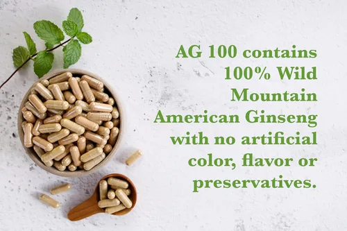 Vista 3 de AG 100 -Cápsulas de ginseng americano salvaje 100% puro