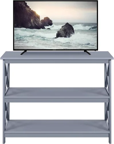 Yaheetech Soportes de televisión y centros de entretenimiento con estante de almacenamiento de 3 niveles para sala de estar, gris