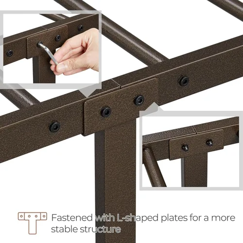 Vista 5 de Topeakmart Queen Size Victorian Style Metal Bed Frame with Headboard/Mattress Foundation/No Box Spring Needed/Under Bed Storage/Strong Slat Support