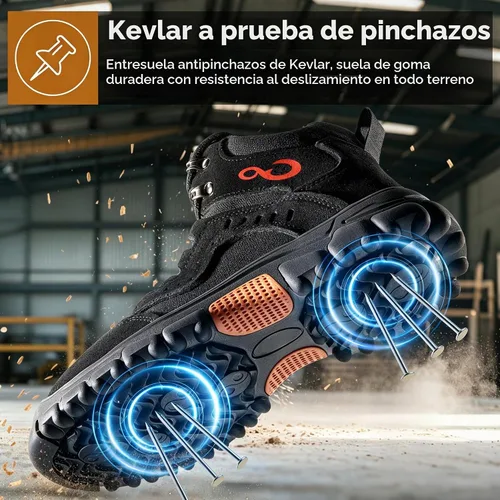 Vista 6 de Ablanczoom Botas de trabajo para hombre con puntera de acero – ASTM F2412-24 Calzado de construcción antideslizante cómodo, transpirable y duradero