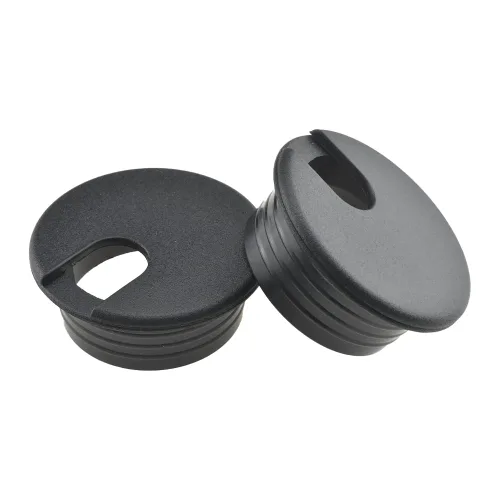 Vista 22 de HAHIYO 4 piezas 0.8 pulgadas/20 mm de goma flexible negra para escritorio Ojal de cable de escritorio para gestión de cables Cubierta de agujero