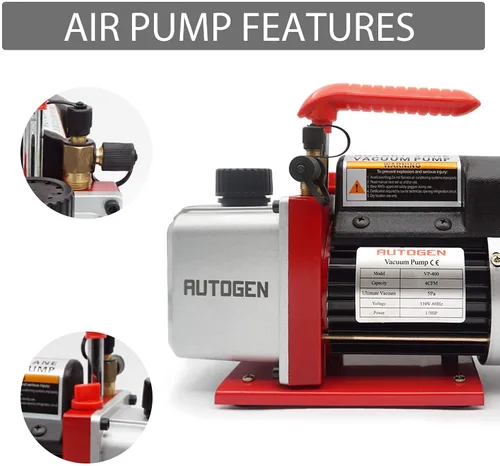 Vista 4 de AUTOGEN Kit de cámara de vacío de 3 galones con tapa de vidrio templado con bomba de vacío de una etapa de 4 CFM HVAC, perfecto para estabilizar