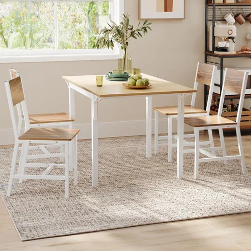 Vista 12 de VASAGLE Juego de 4 sillas de comedor, sillas de madera rústica con estructura de acero metálico, fácil de montar, asiento cómodo, silla moderna