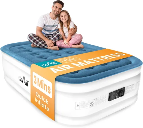 Vista 10 de Dr. air Colchón de aire individual con bomba incorporada, colchón inflable elevado de 18 pulgadas, cama de aire de panal máximo de 500 libras Tapa