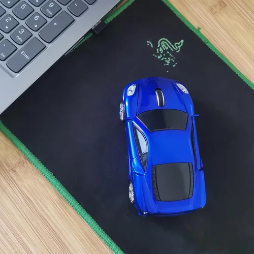 Vista 3 de Ratón inalámbrico deportivo para automóvil, mouse para computadora, ratón, ratón, ratón, ratón, genial, para computadora, PC, portátil, MAC (azul)