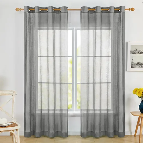 Vista 11 de Deconovo - Cortinas transparentes con filtro de luz de 84 pulgadas de largo Plata