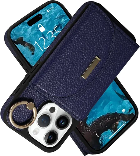 Vista 41 de Funda tipo cartera de Keallce para iPhone 14 Pro de 6.1 pulg., funda con tapa y ranuras para tarjetas, soporte con anillo, funda protectora de piel