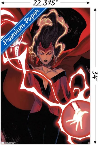 Vista 4 de Trends International Marvel Comics - Póster de pared de Bruja Escarlata #2 de Bruja Escarlata, 14.725 x 22.375 pulgadas, versión enmarcada de madera