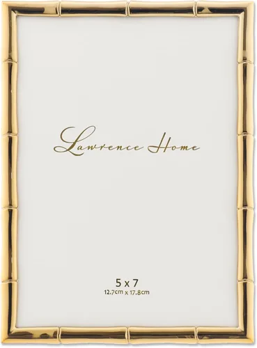 Vista 18 de Lawrence Frames Marco de fotos de metal negro pulido 4x4 con diseño de bambú