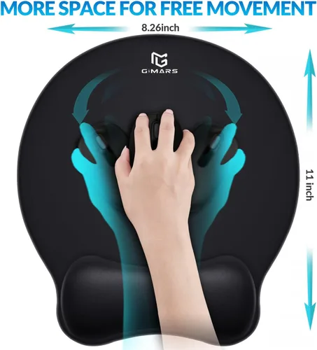 Vista 2 de Gimars Alfombrilla de mouse redonda mejorada con reposamuñecas, ampliar la alfombrilla de mouse de fibra viscoelástica suave y superfina ergonómica