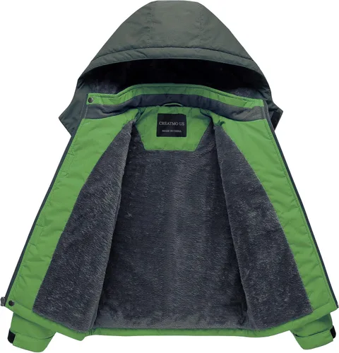 Vista 3 de CREATMO US Chaqueta de esquí impermeable para niño, abrigo de nieve cálido para invierno, resistente al viento, chaqueta de lluvia para snowboard