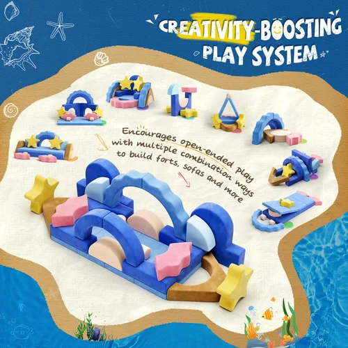 Vista 5 de CoziBB Sofá modular de 24 piezas para niños, sofá infantil con espuma convertible y multifuncional para inspirar la creatividad de los niños, sofá