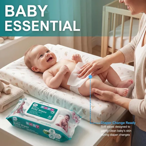 Vista 2 de MED PRIDE Toallitas perfumadas para bebé, paquete de 24 (80 toallitas cada una), aloe y vitamina E, sin alcohol, sin parabenos, toallitas húmedas