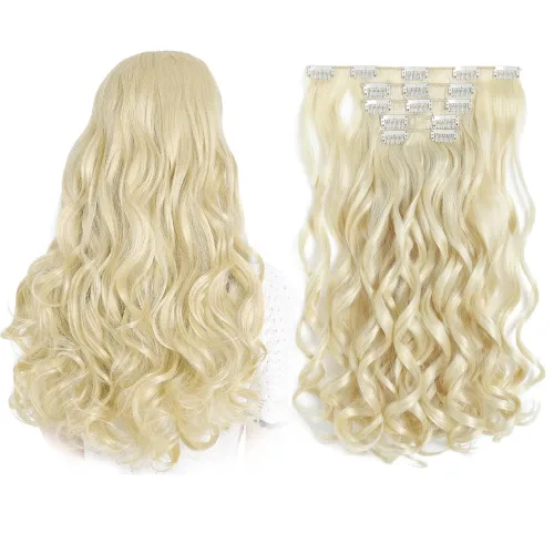 Vista 41 de HSPJHTM Extensiones de cabello castaño rojizo con clip, extensiones de cabello sintético de 22 pulgadas para Halloween, extensiones de cabello