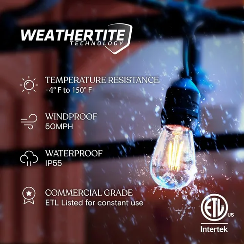 Vista 4 de Brightech Ambience Pro Serie de luces LED impermeables para exteriores colgantes, regulables, 2 W, bombillas vintage Edison Luces de jardín