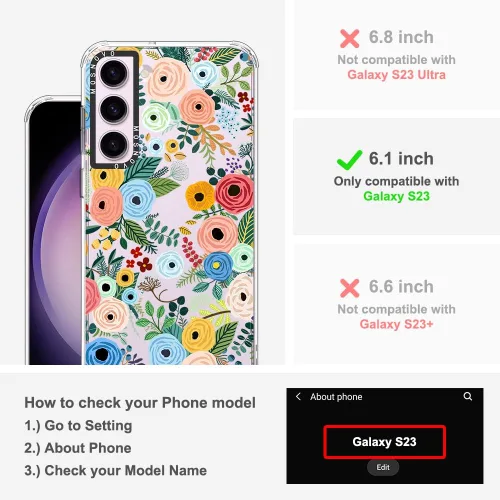 Vista 2 de MOSNOVO - Funda para teléfono Samsung Galaxy S23, con protección Buffertech contra caídas de grado militar (6.6 pies), no se descascara