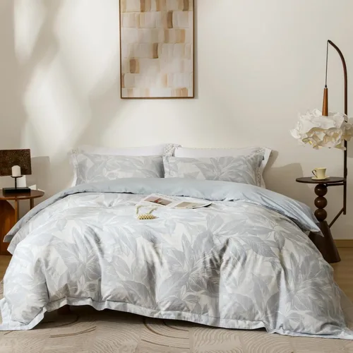 Vista 15 de OAITE - Juego de funda de edredón de 100% algodón con patrón floral, juego de ropa de cama suave que incluye 3 piezas