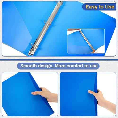 Vista 4 de CHENGU Paquete de 4 carpetas de 1 pulgada con bolsillo, 3 anillos redondos, de plástico, flexible, recargable, cubierta suave para suministros