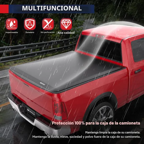 Vista 6 de MOSTPLUS - Cubierta de cama de camioneta plegable cuadrada dura de aluminio compatible con Dodge Ram 1500 2009-2025 Inclu. Fleetside clásico y nueva