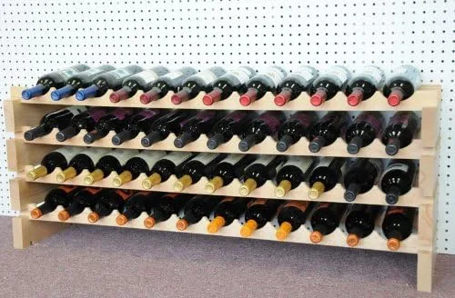 Vista 6 de Estante de vino de madera -48 botellas modulares de madera dura para vino (12 botellas x 4 estantes)