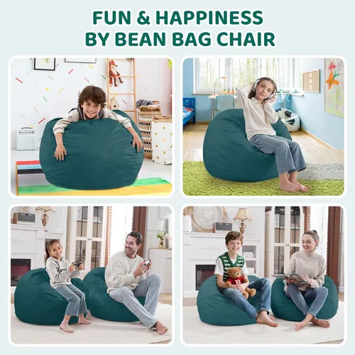 Vista 74 de Puf de 5 pies, puf grande con relleno de espuma viscoelástica, sofá puff esponjoso con funda de terciopelo holandés, puf redondo para sala de estar