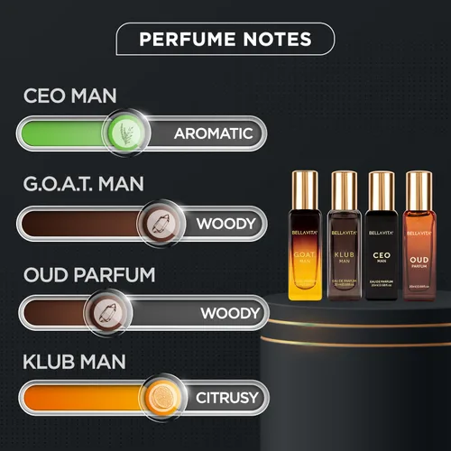 Vista 4 de Set de regalo de perfume de lujo para hombre (4 x 0.68 onzas líquidas) Regalos para hombres Klub, Oud, CEO, Perfume de cabra Perfume