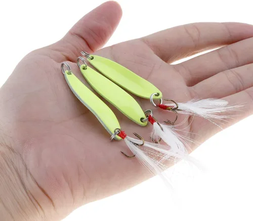 Vista 4 de OriGlam Metal Jigs & Glow Jigging Spoons - Cebos duros luminosos para señuelos giratorios