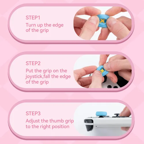 Vista 4 de GeekShare Bonitas tapas de silicona con agarre para el pulgar, funda de joystick compatible con Nintendo SwitchOLEDSwitch Lite, 4