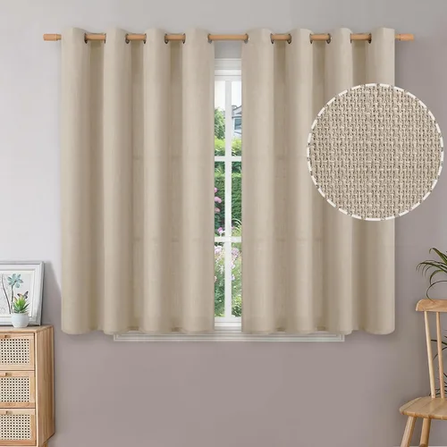 Vista 64 de BGment Cortinas de 45 pulgadas de largo, juego de 2 paneles para dormitorio, con ojales, aspecto de lino grueso, arpillera texturizada, filtrado