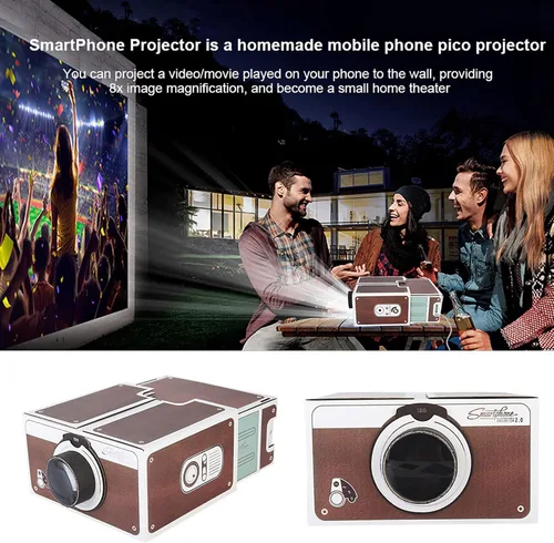 Vista 3 de Mini proyector de teléfono inteligente, mini proyector de teléfono móvil inteligente portátil para el hogar de segunda generación, proyector