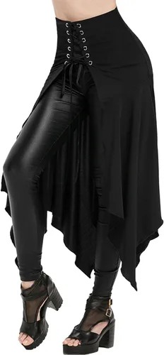 Medio vestido gótico punk oscuro para mujer, falda de Halloween, falda retro con cordones, falda retro steampunk retro victoriana