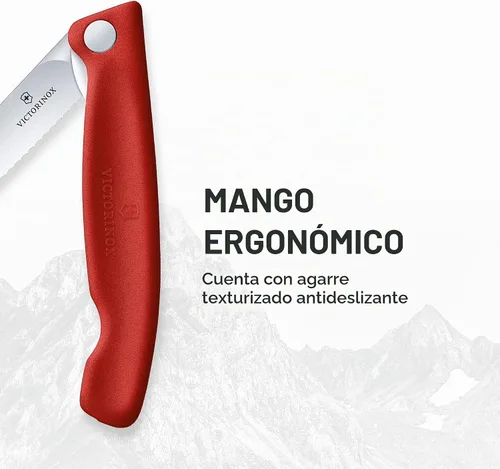 Vista 4 de Victorinox Swiss Classic - Cuchillo de pelar plegable, borde ondulado, color rojo, 4.3 pulgadas
