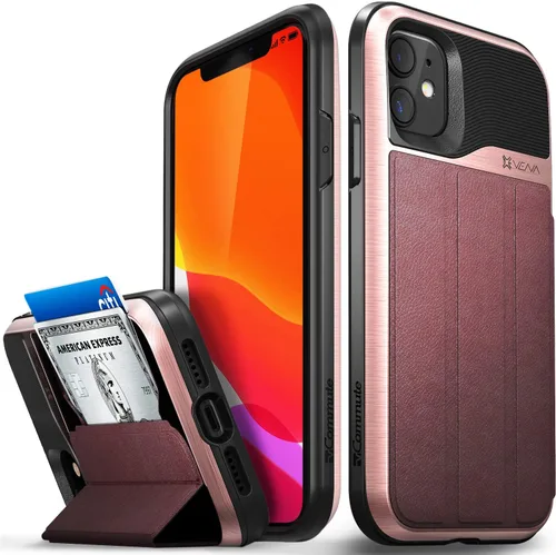 Vista 26 de VENA vCommute - Funda tipo cartera compatible con Apple iPhone 11 (6.1 pulgadas 2019), (protección contra caídas de grado militar) con tapa y ranura