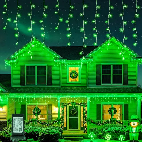 Vista 8 de Luces LED de carámbano de 300 L, luces de cortina de ventana rojas, 8 modos con enchufe de 30 V para boda, fiesta, dormitorio, hogar, jardín, al