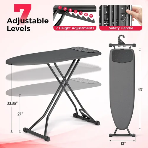Vista 2 de APEXCHASER Tabla de planchar, tabla de planchar compacta con alfombrilla de silicona, tabla de planchar plegable con cubierta resistente al calor, 7