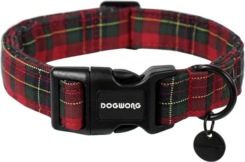 Vista 18 de DOGWONG Collar de Algodón para Perro, Collar para Perro de Cuadros Azules Resistente, Collar Suave y Duradero para Perro Macho, Lindo Collar