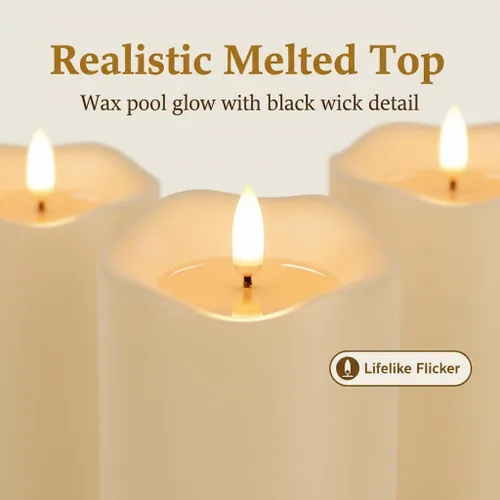 Vista 3 de ANGELLOONG Velas sin llama con control remoto para decoración de mesa, velas falsas parpadeantes que funcionan con pilas, velas de batería