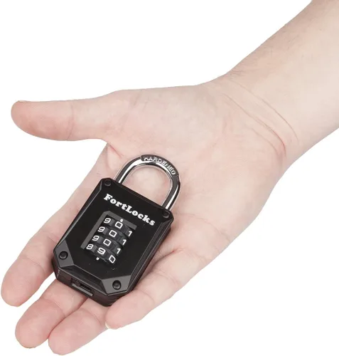 Vista 4 de FortLocks - Candado de combinación de 4 dígitos, resistente, de acero inoxidable endurecido, resistente a la intemperie y al aire libre, fácil