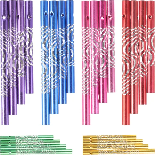Vista 7 de EXCEART Tubos de campana de viento de metal, 24 piezas, suministros de campanilla de viento DIY