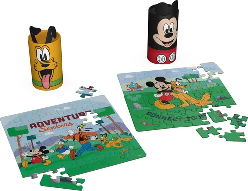 Vista 4 de Spin Master Games, Rompecabezas de Disney, Mickey Mouse, paquete de 2, 36 piezas, rompecabezas en tubos de almacenamiento, juguetes de Disney, casa
