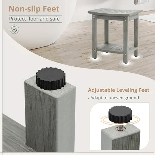 Vista 6 de LUE BONA HDPS - Banco de ducha, taburete de ducha para ducha interior, impermeable, taburete de ducha de baño, spa, taburete de pie para afeitarse