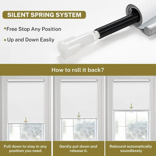 Vista 6 de Persianas enrollables sin cordón para ventanas, persianas enrollables con levantamiento de resorte con aislamiento térmico para el hogar, oficina
