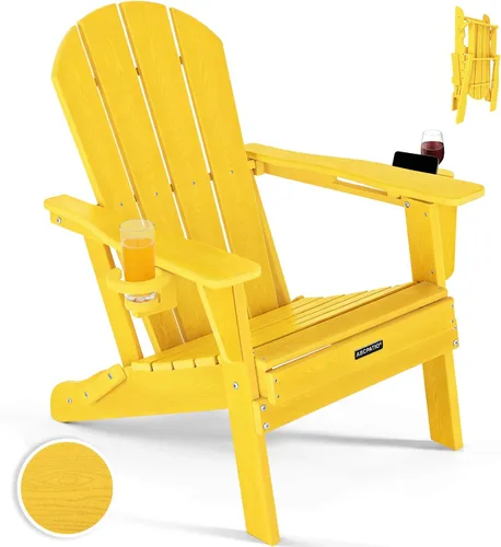 Vista 19 de Sillas Adirondack plegables – Silla Adirondack de plástico con soporte para tazas, sillas para exteriores resistentes a la intemperie