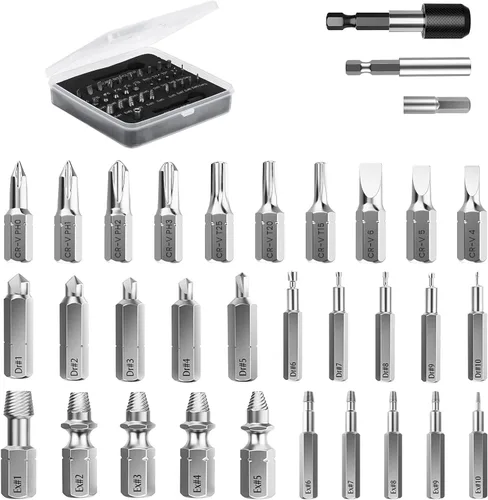Vista 9 de Nuovoware Juego de extractor de tornillos dañados, 22 piezas, kit de extractor de tornillos pelados fácil de quitar, juego de removedor de tornillos