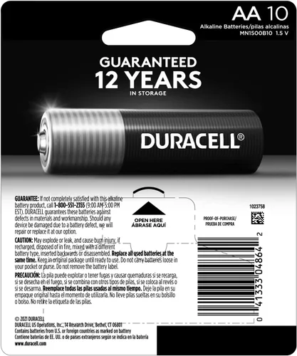 Vista 2 de Duracell - Pilas AA Coppertop con ingredientes Power Boost, paquete de 10 pilas doble A de larga duración, pilas alcalinas AA para aparatos